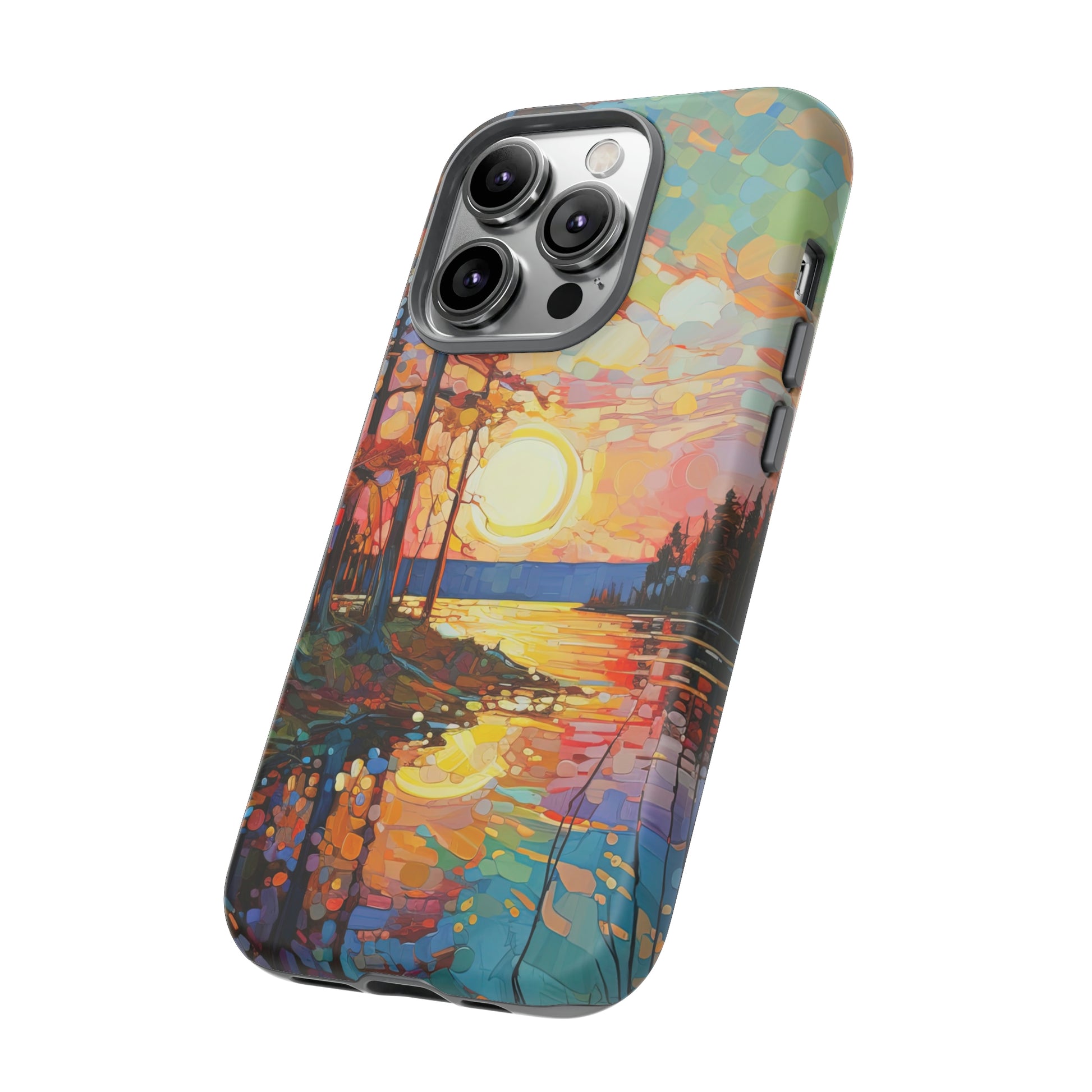 Side View of Sunset Lake Tough iPhone Case