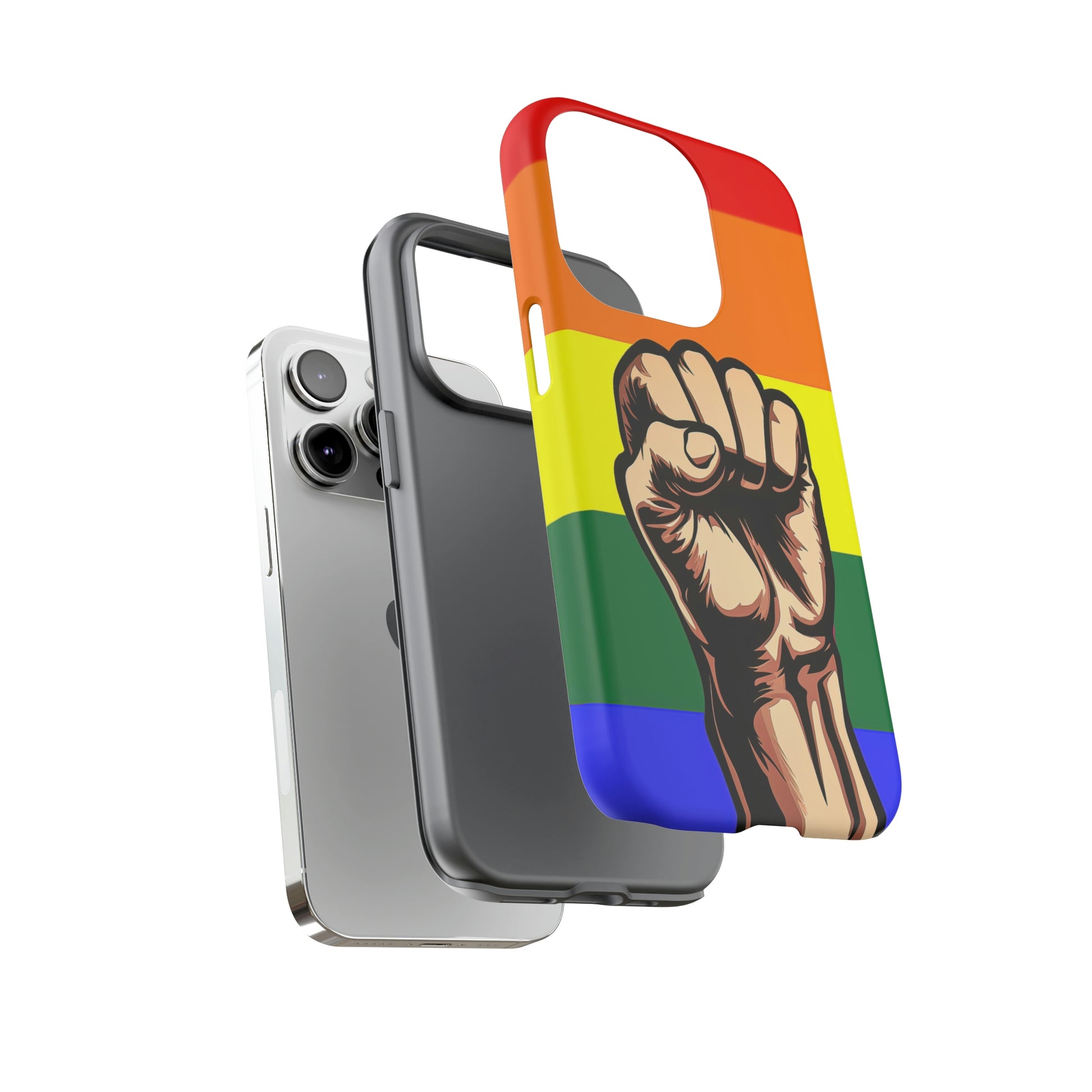 Dual Layer View of Pride Fist of Protest Tough iPhone Case