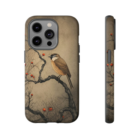 Front View of Bird on Branch Tough iPhone Case