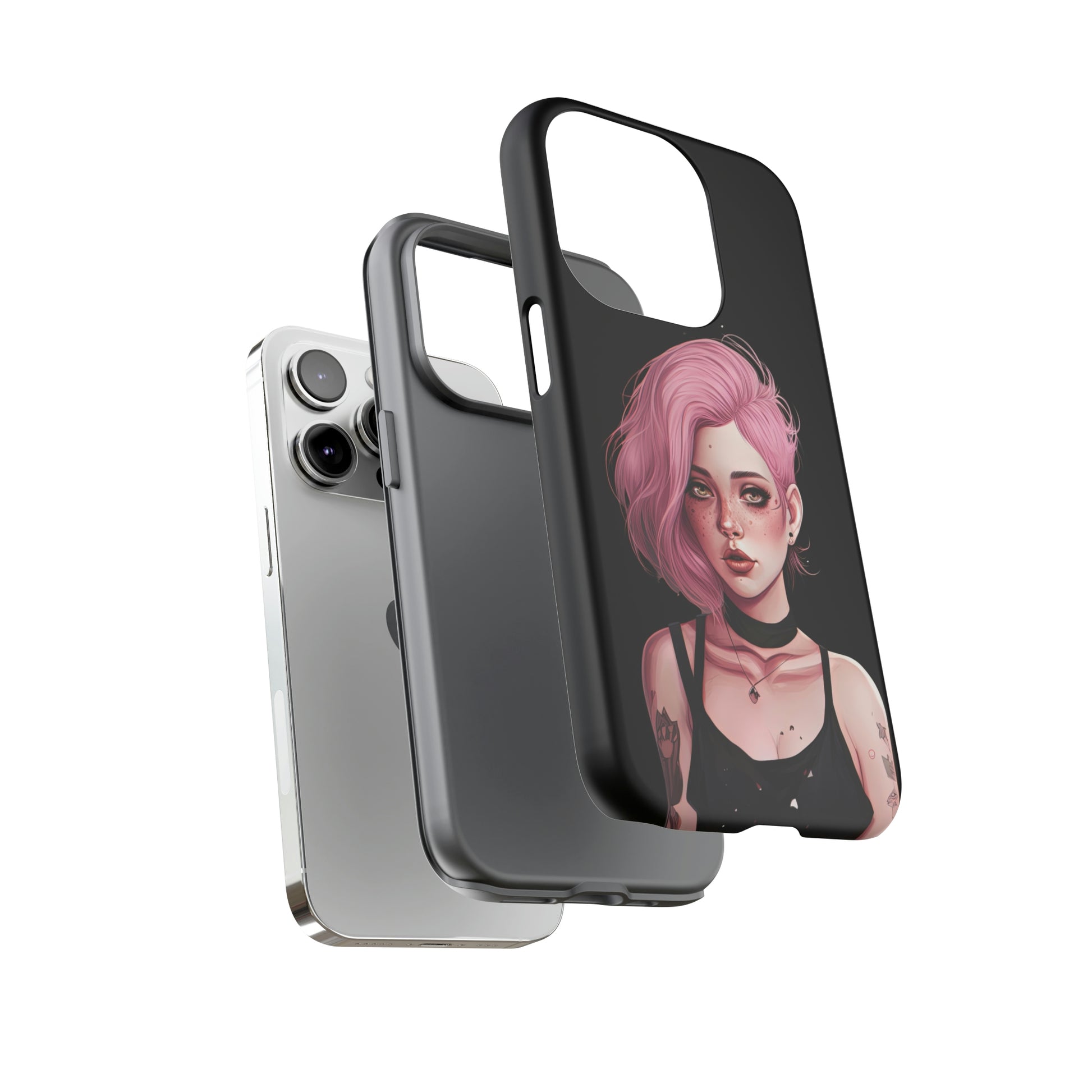 Dual Layer View of Pastel Goth Girl Tough iPhone Case