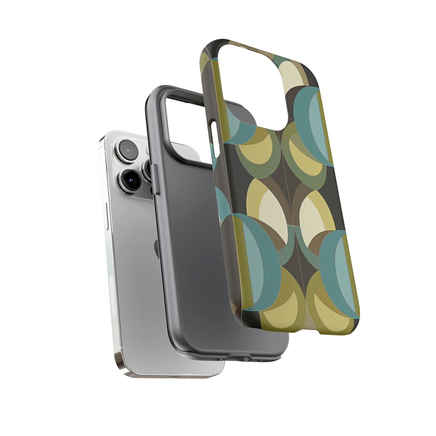 Dual Layer View of Mid-Century Pattern Tough iPhone Case