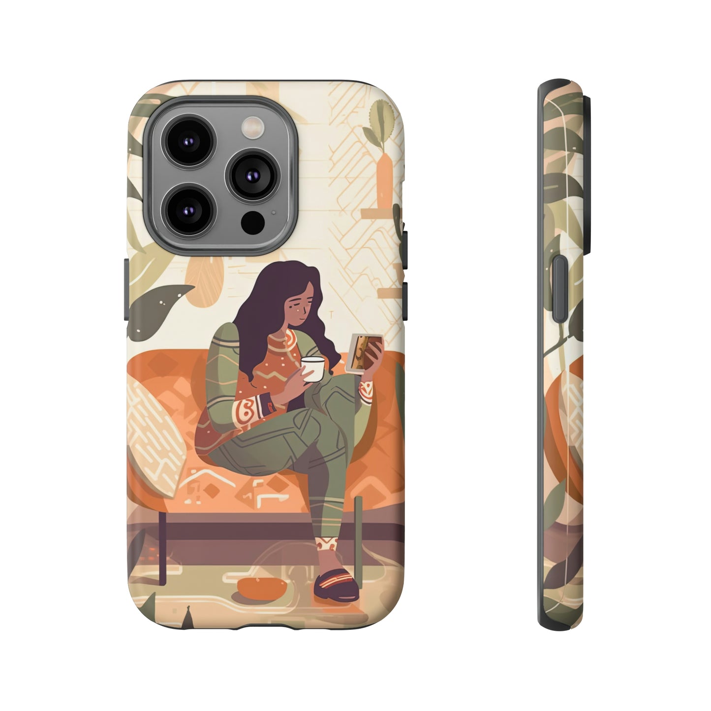 Front view of Boho Coffee Tough iPhone Case