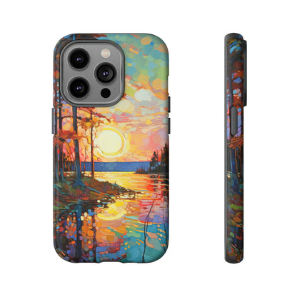 Front View of Sunset Lake Tough iPhone Case