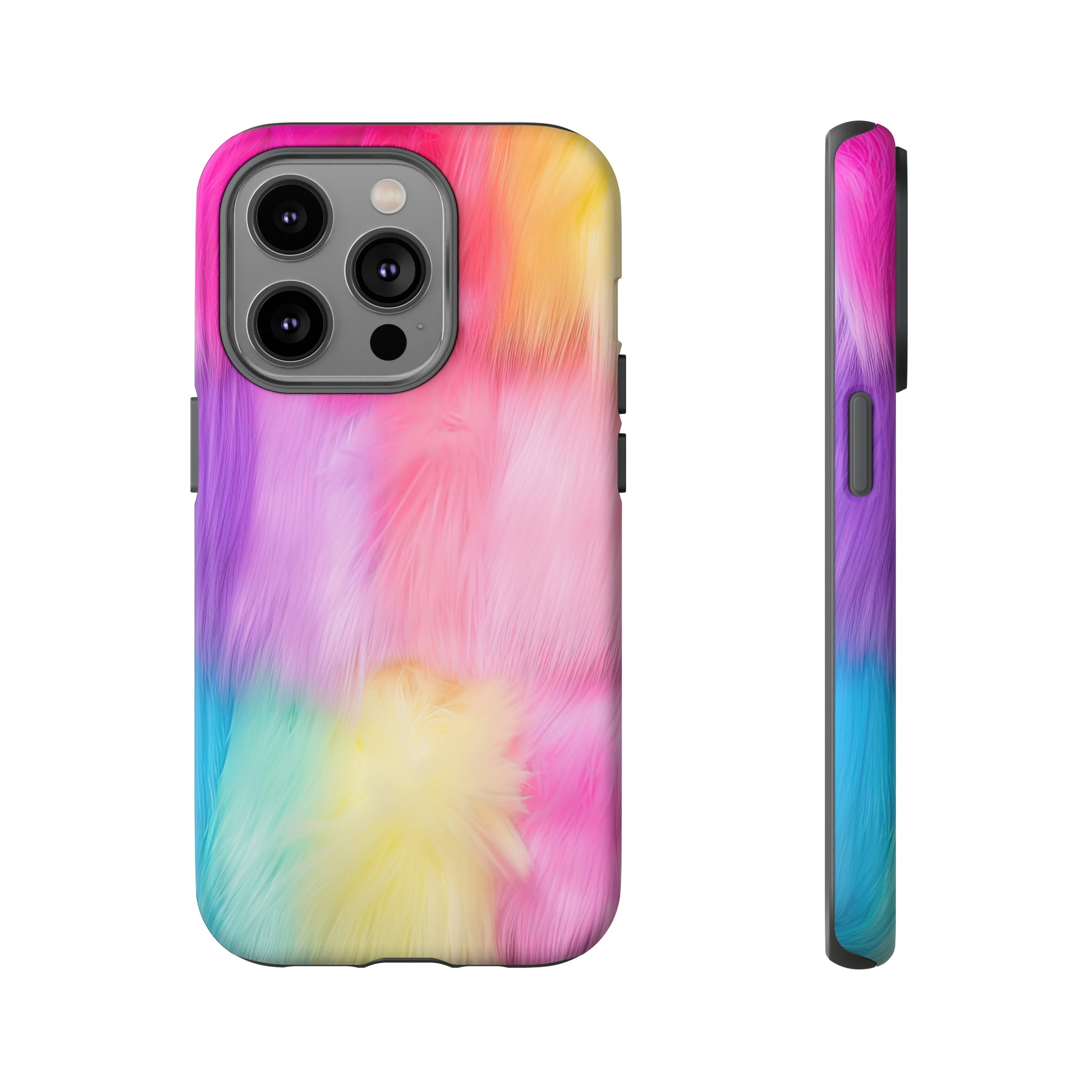 Front View of Colorful Fur Tough iPhone Case