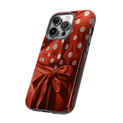 Side View of Red Polka Dot Outfit Tough iPhone Case