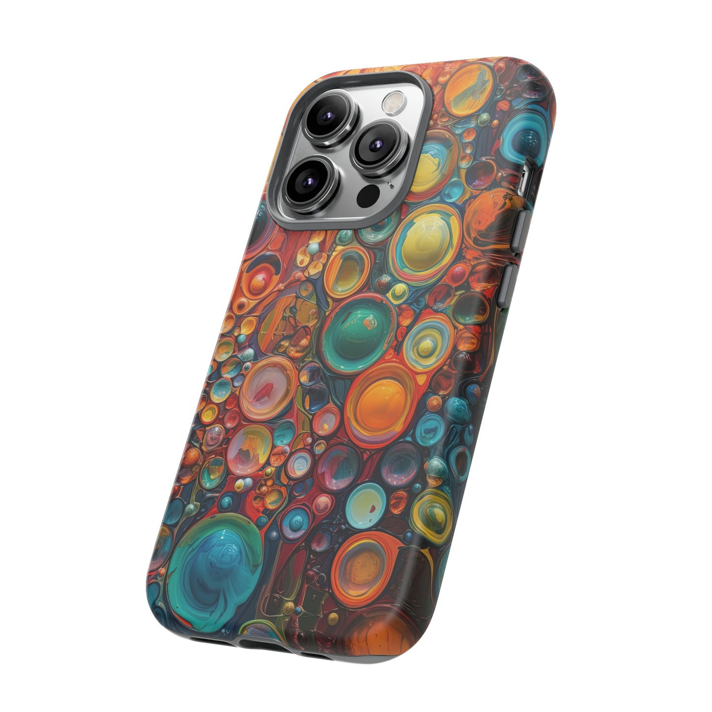 Side View of Color Circles Tough iPhone Case