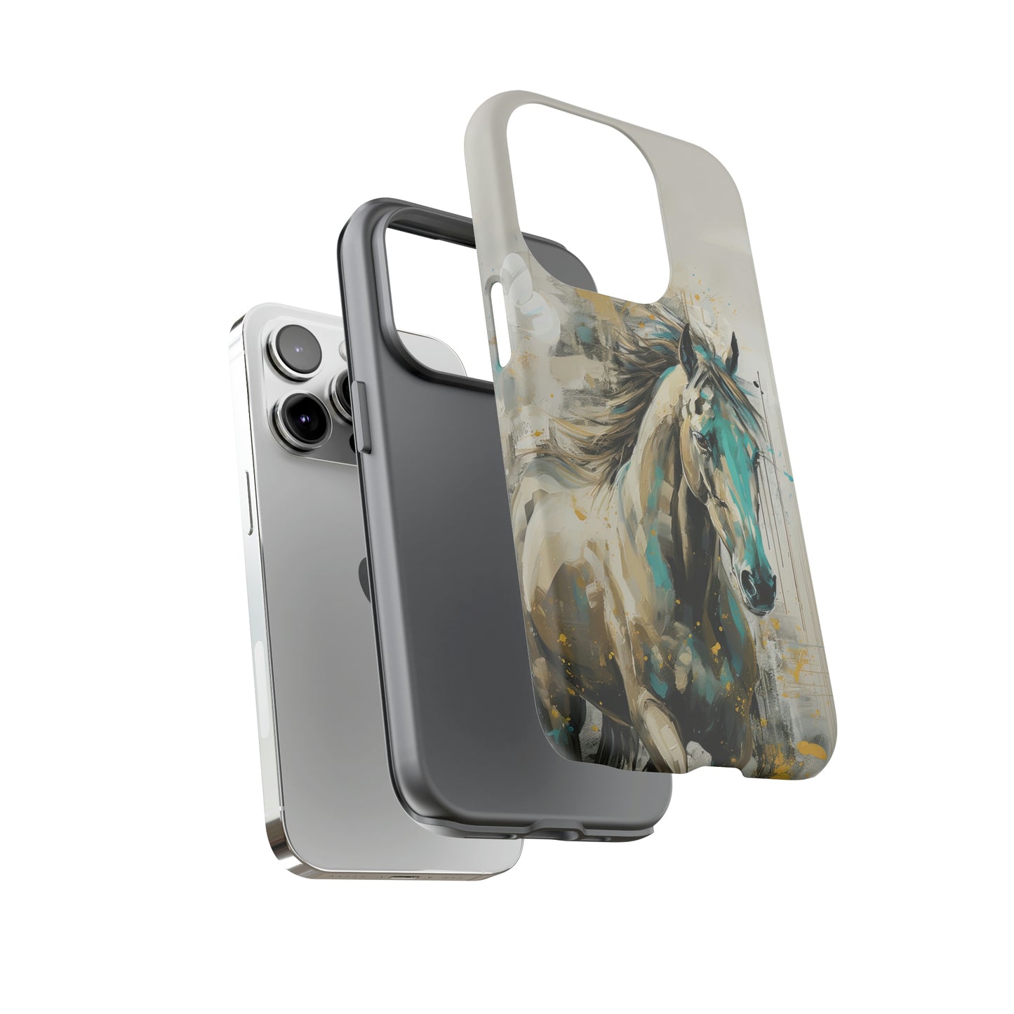 Dual Layer View of Painterly Horse Tough iPhone Case