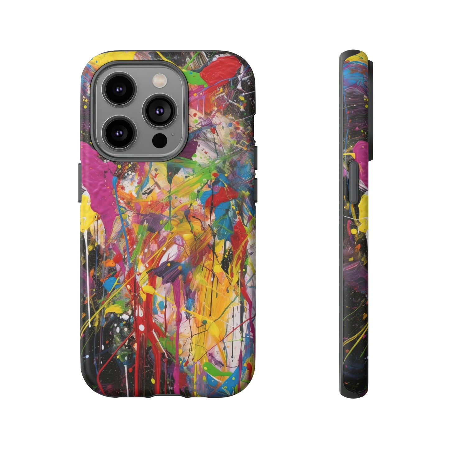 Front View of Splatter Painting Tough iPhone Case