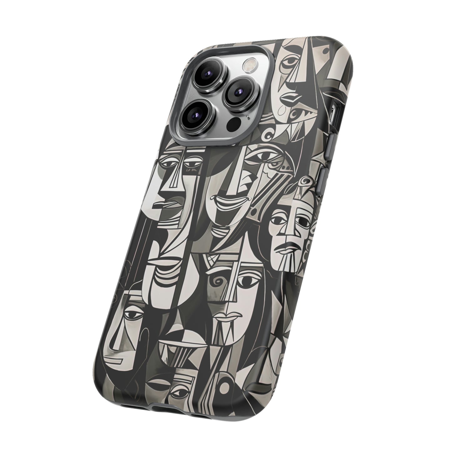 Side View of Cubist Faces Tough iPhone Case