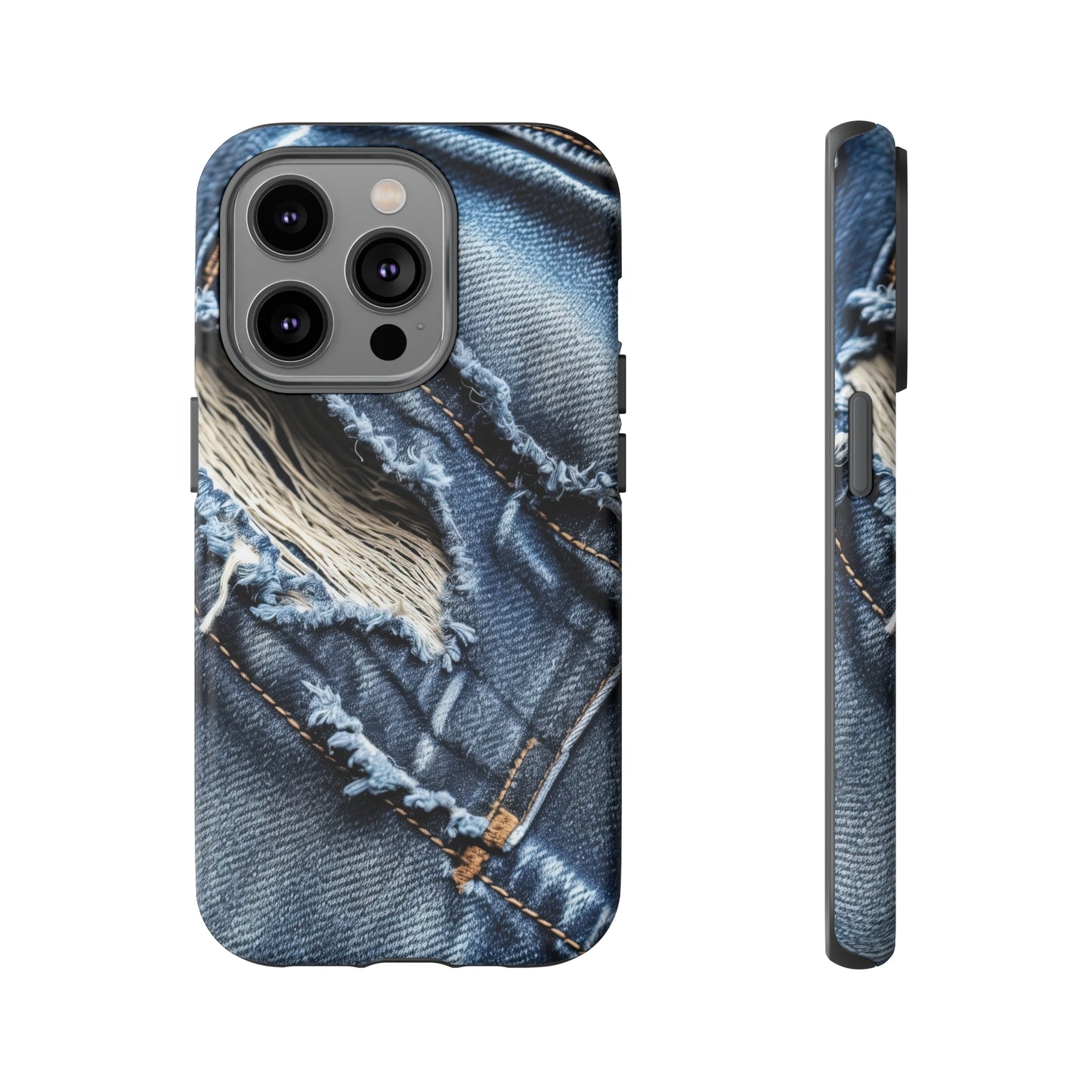 Front View of Worn Jeans Tough iPhone Case