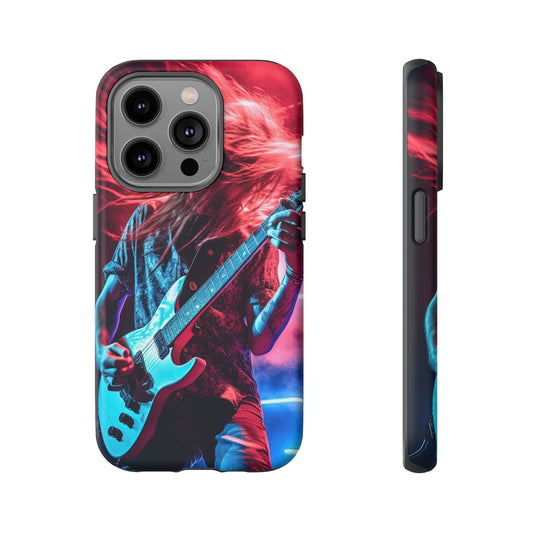 Front View of Guitarist Whipping Hair Tough iPhone Case