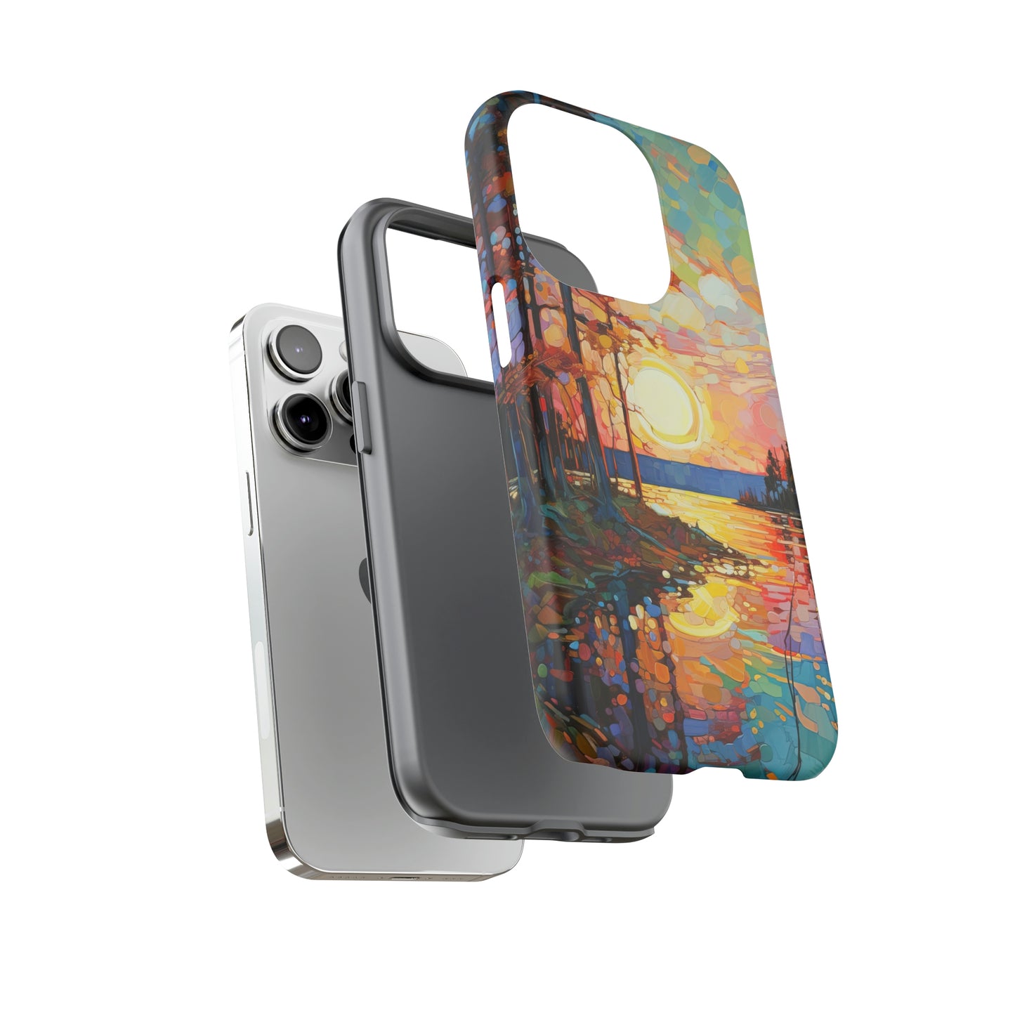 Dual Layer View of Sunset Lake Tough iPhone Case