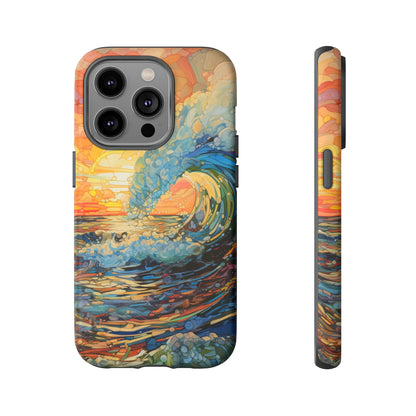 Front View of Sunset Wave Tough iPhone Case