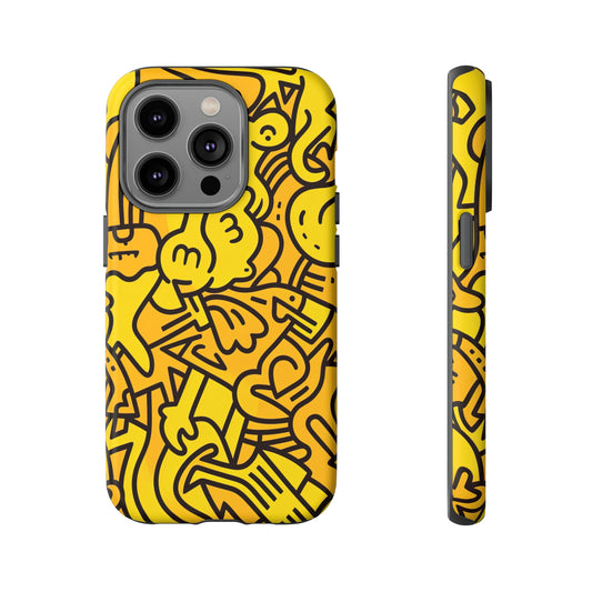 Front View of Yellow Urban Tribal Tough iPhone Case