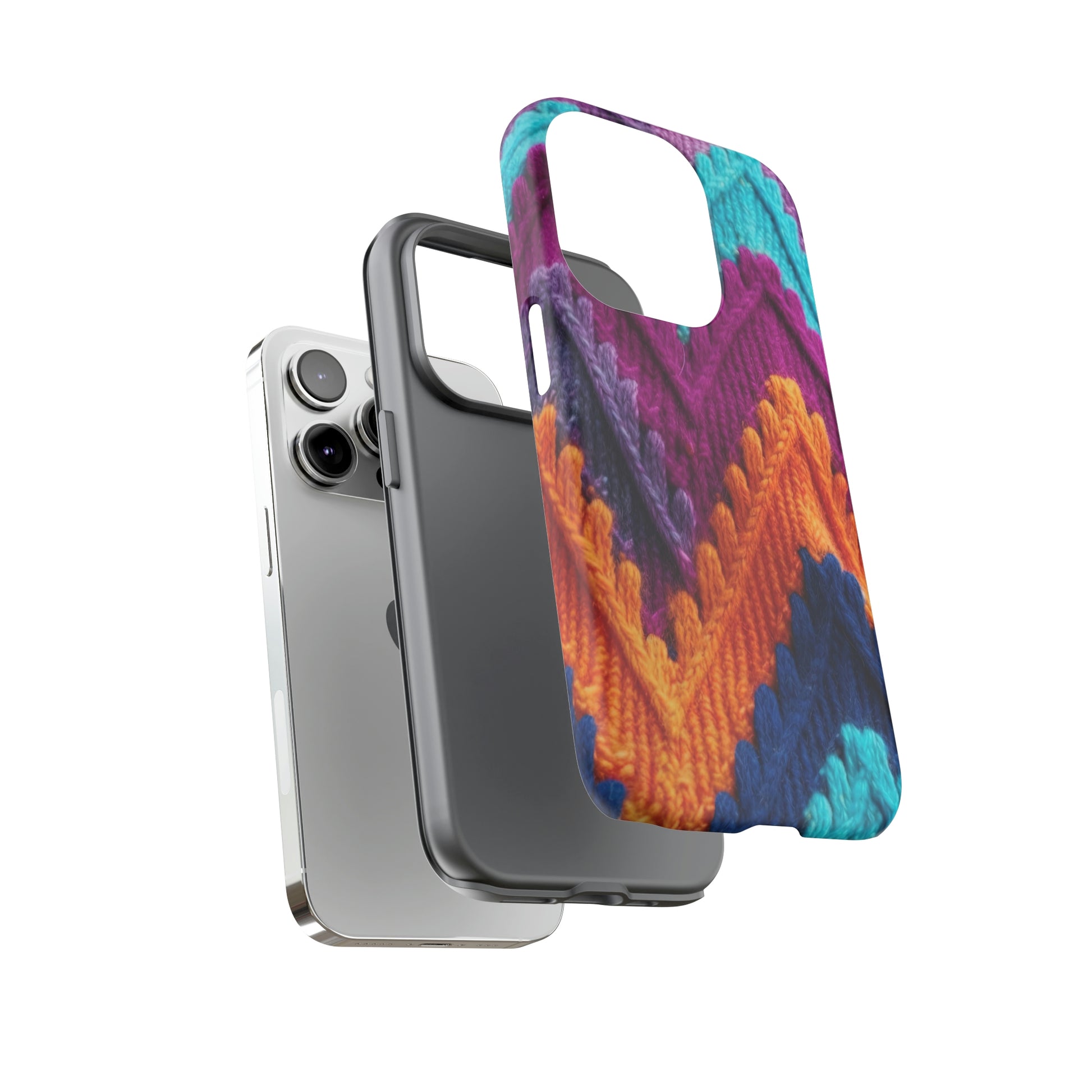 Dual Layer View of Colorful Knit Tough iPhone Case