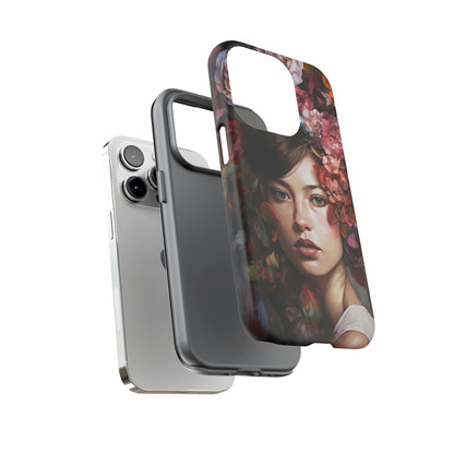 Dual Layer view of Woman with Flowers Tough iPhone Case