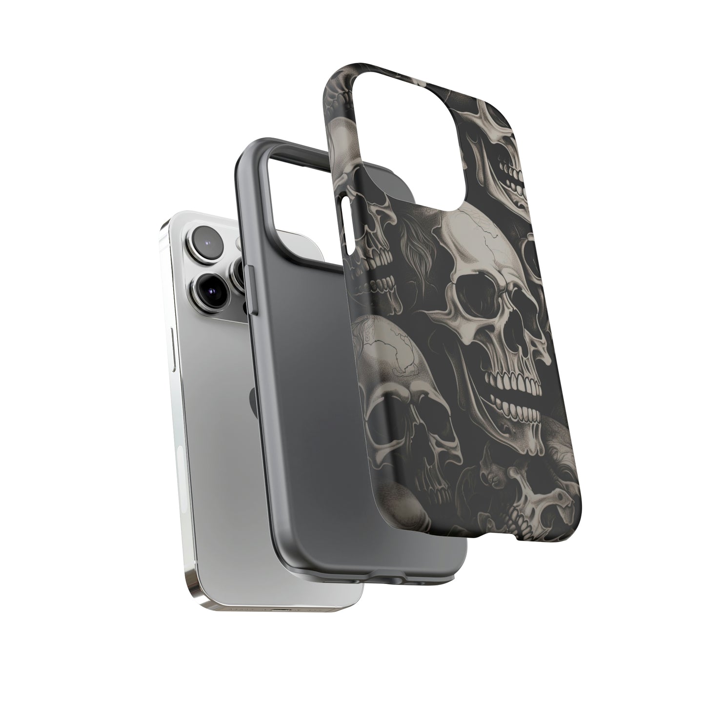 Dual Layer View of Pile of Skulls Tough iPhone Case