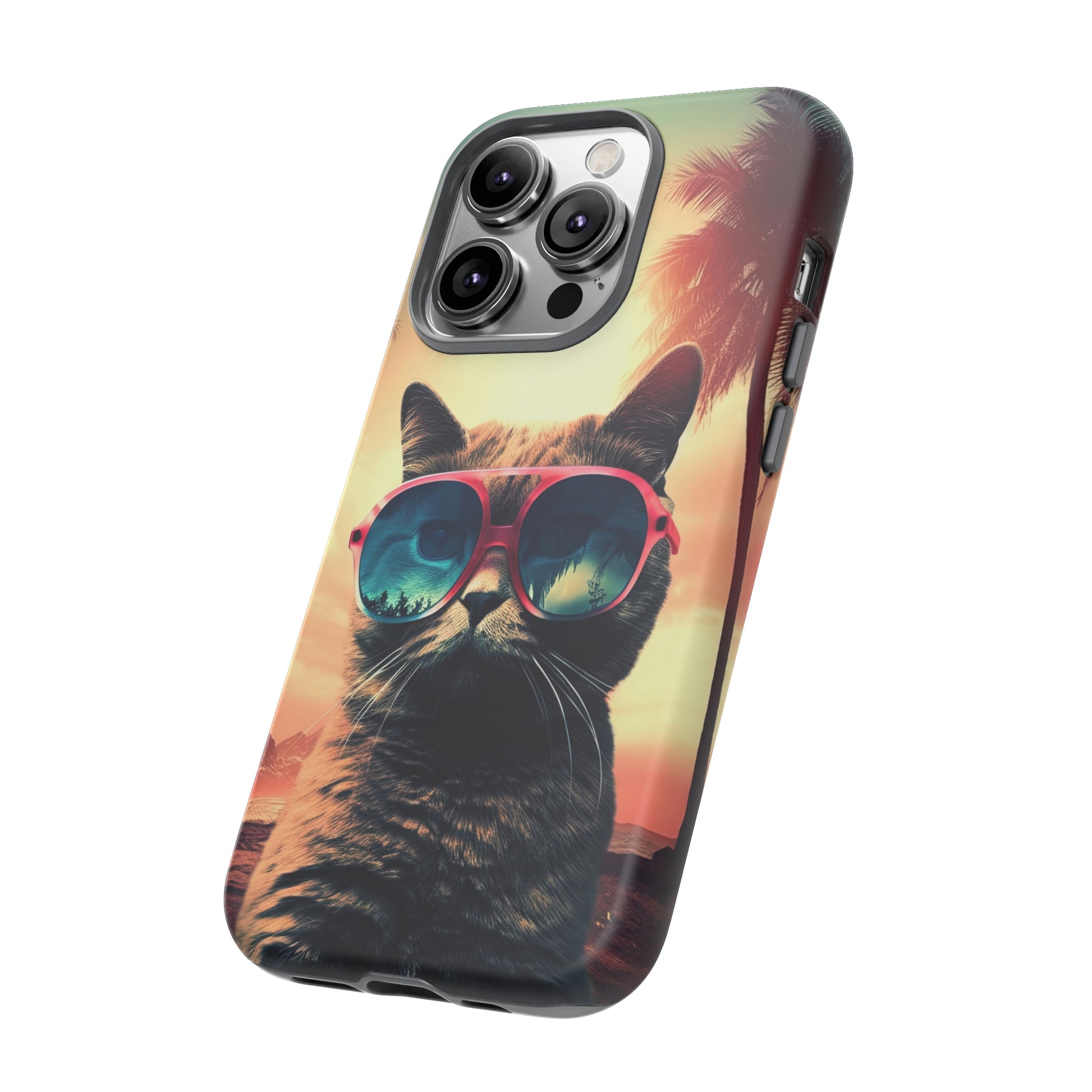 Side View of Sunset Cat Tough iPhone Case