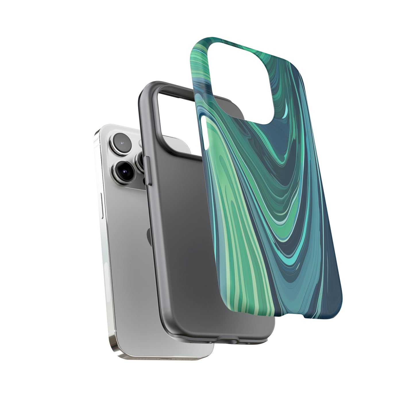 Dual Layer View of Blue-Green Marble Tough iPhone Case