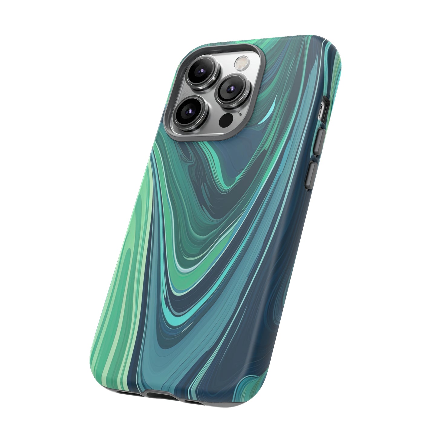 Side View of Blue-Green Marble Tough iPhone Case