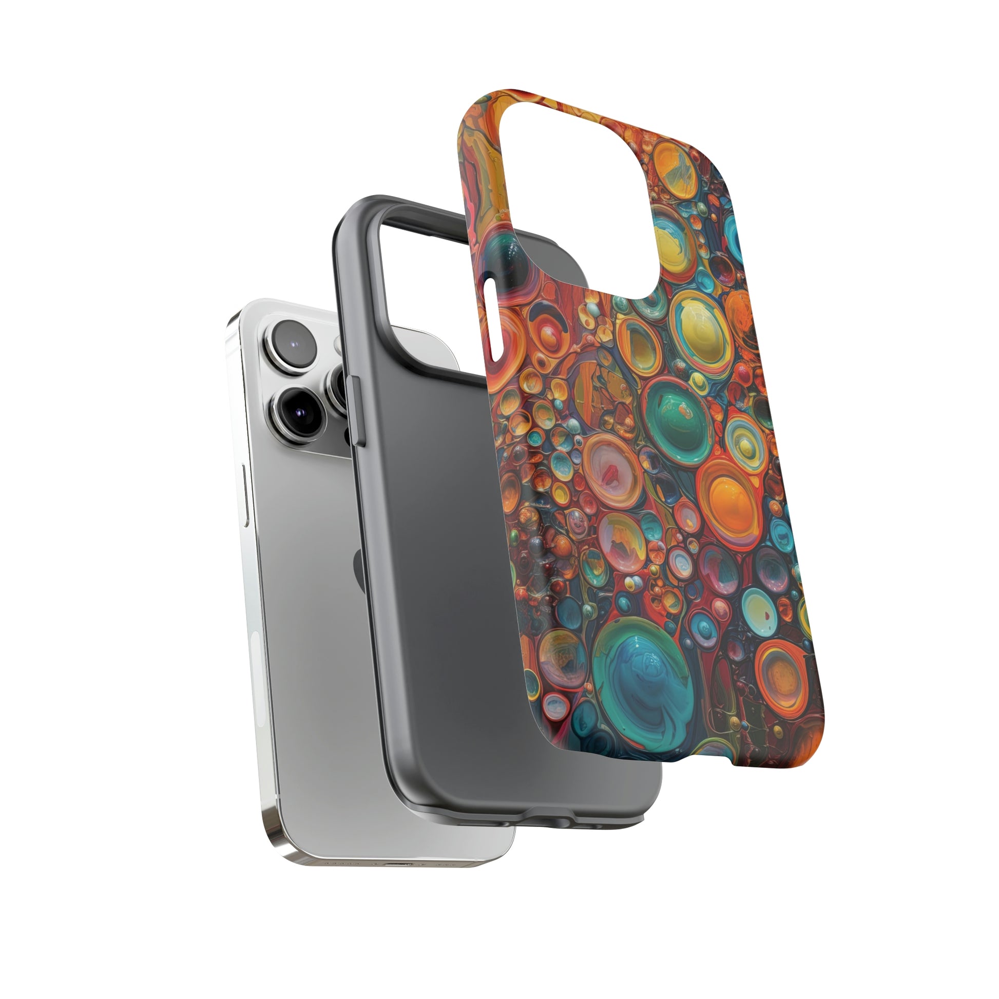 Dual Layer View of Color Circles Tough iPhone Case