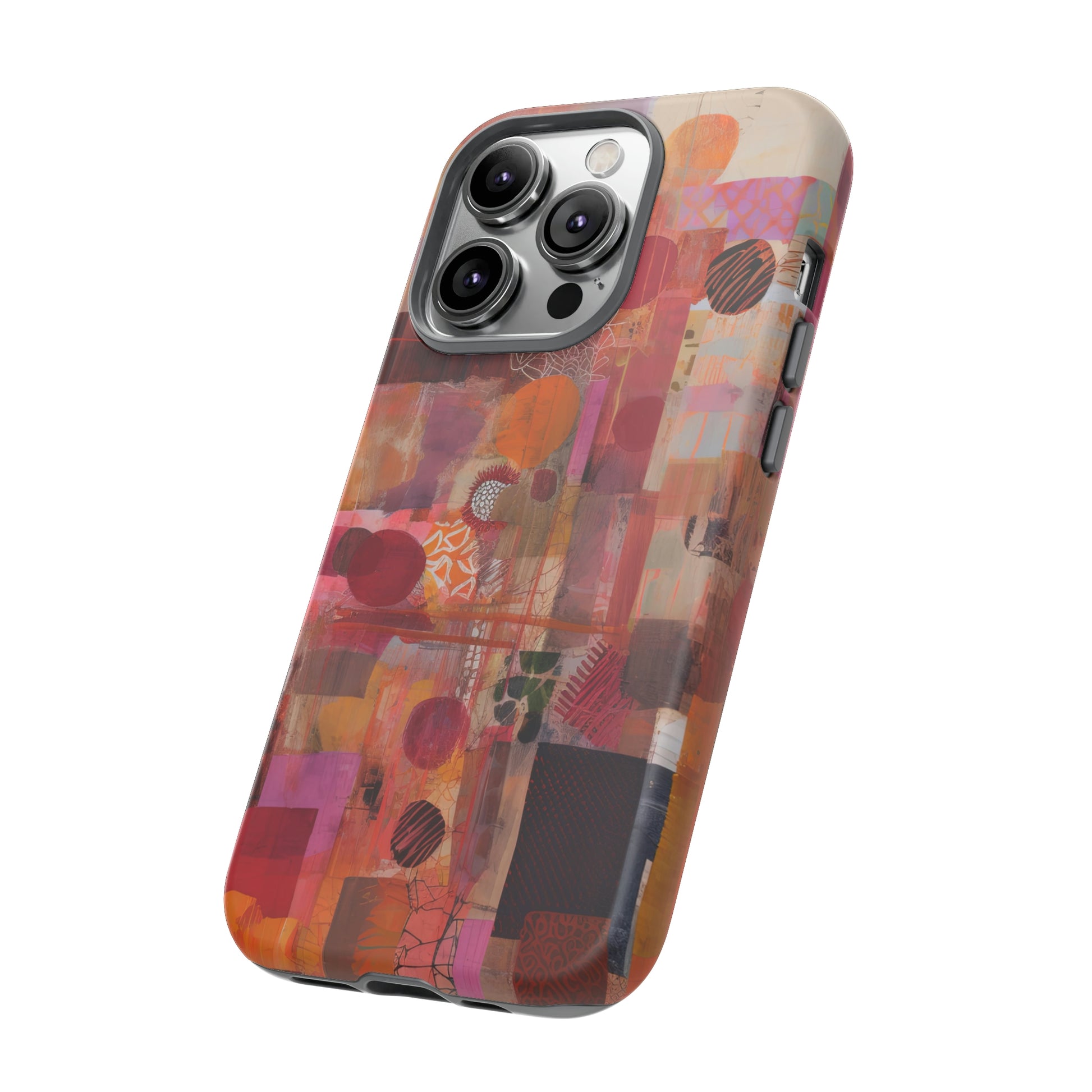 Side View of Red and Pink Abstract Collage Tough iPhone Case