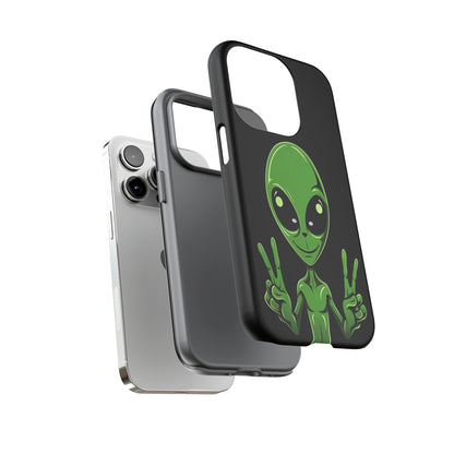 Dual Layer View of Peaceful Alien Tough iPhone Case