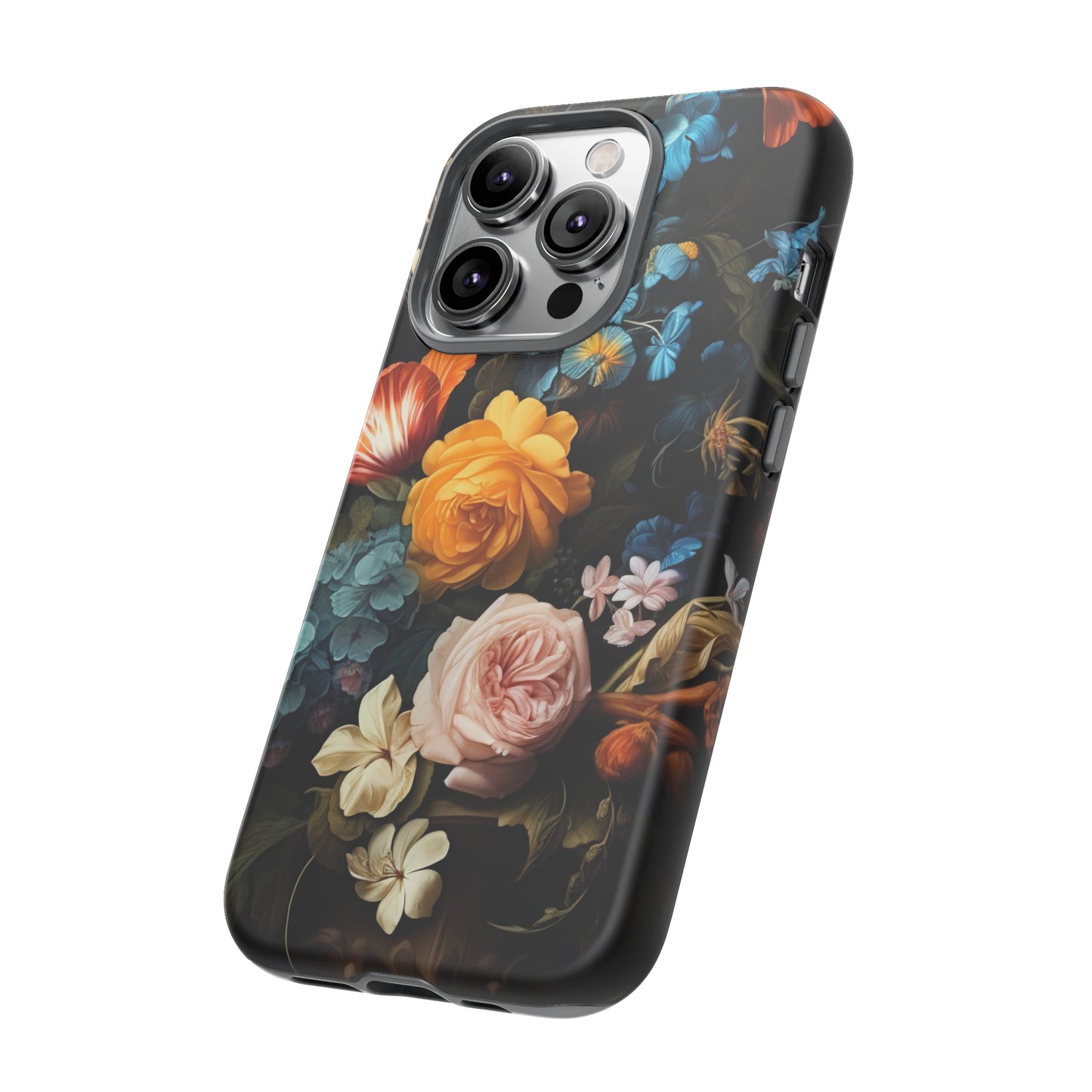 Side View of Flowers on Black Tough iPhone Case