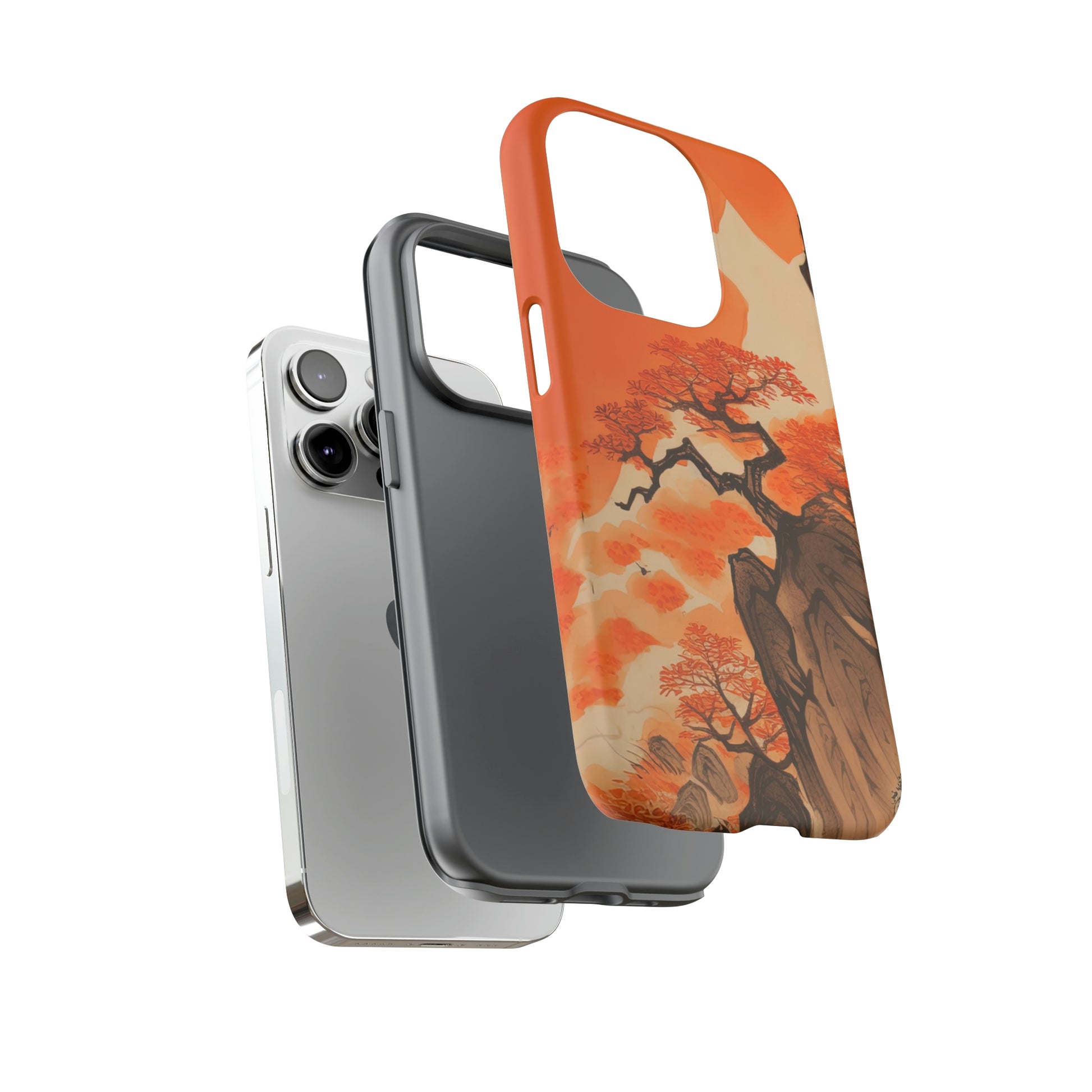 Dual Layer View of Orange Mountain Tree Tough iPhone Case