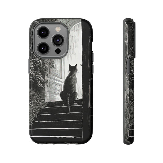 Front View of Cat in the Doorway Tough iPhone Case