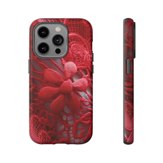 Front View of Red Lace Tough iPhone Case