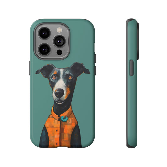 Front View of Dog with Orange Vest Tough iPhone Case