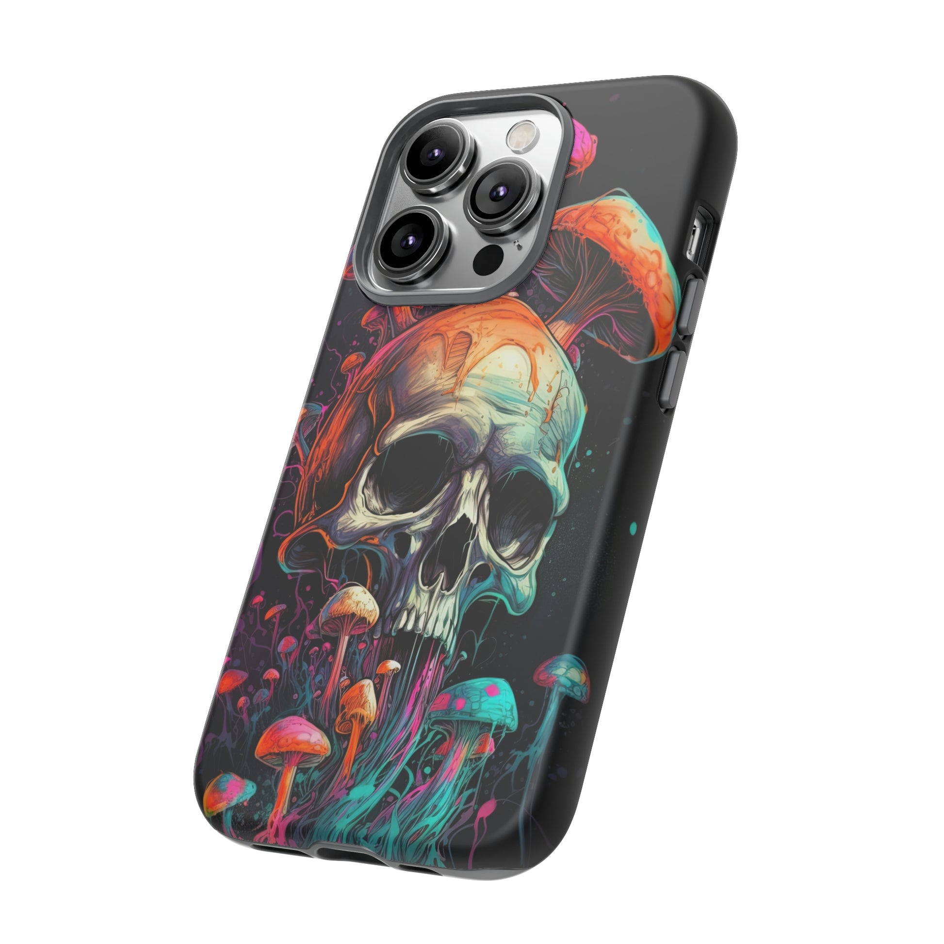 Side View of Trippy Skull Tough iPhone Case