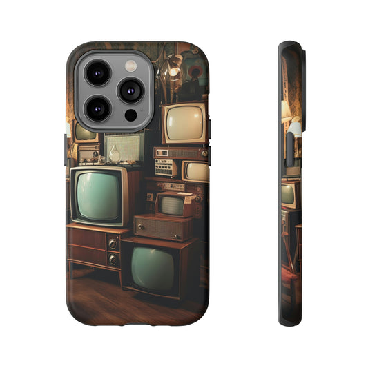 Front View of Retro TVs Tough iPhone Case