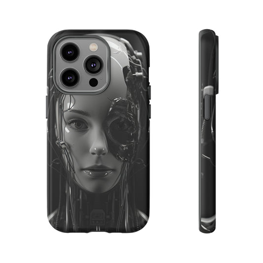 Front View of Noir Fembot Tough iPhone Case