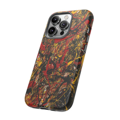 Side View of Red and Yellow Drip Painting Tough iPhone Case