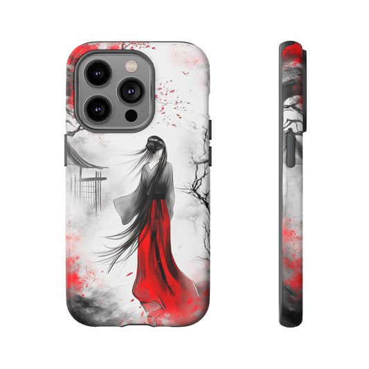 Front View of Woman in Red Tough iPhone Case