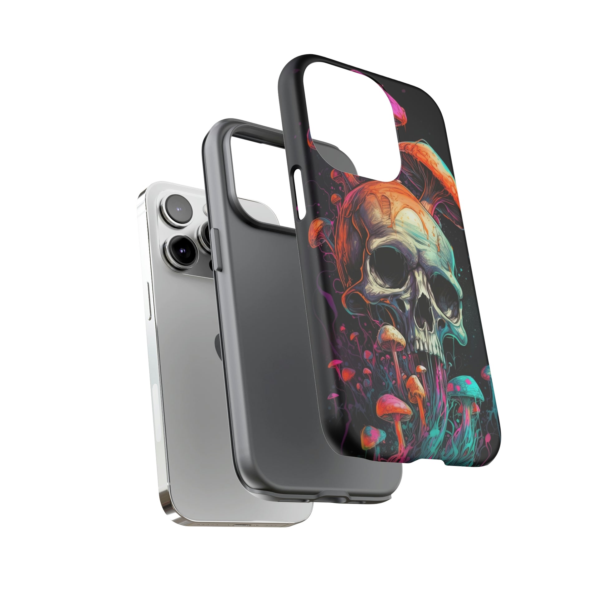 Dual Layer View of Trippy Skull Tough iPhone Case