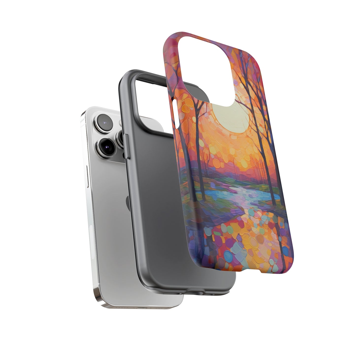 Dual Layer View of Colorful Stream and Trees Tough iPhone Case