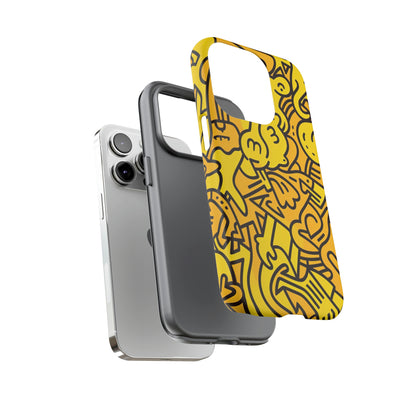 Dual Layer View of Yellow Urban Tribal Tough iPhone Case