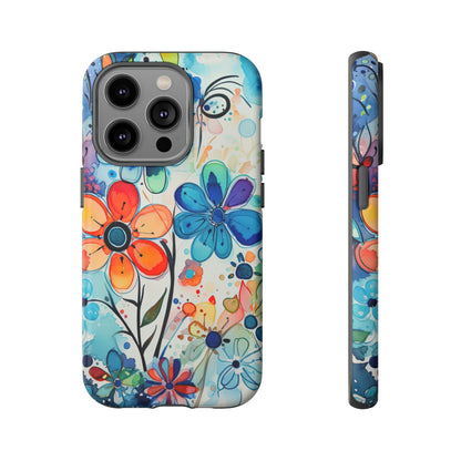 Front View of Watercolor Flowers Tough iPhone Case