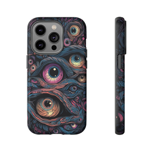 Front View of Trippy Eyes Tough iPhone Case