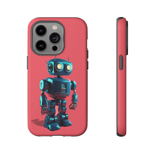 Front View of Blue Robot Tough iPhone Case