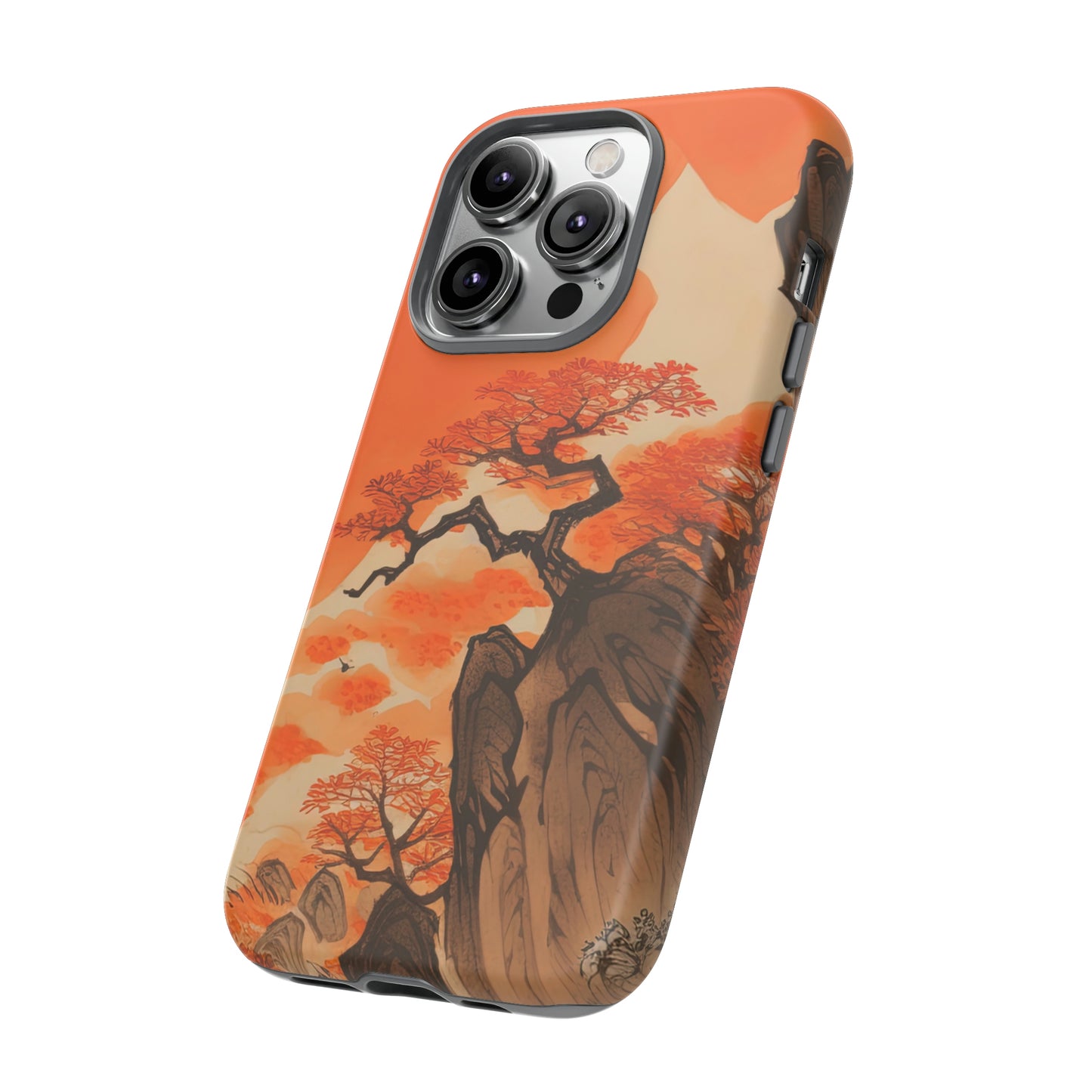 Side View of Orange Mountain Tree Tough iPhone Case