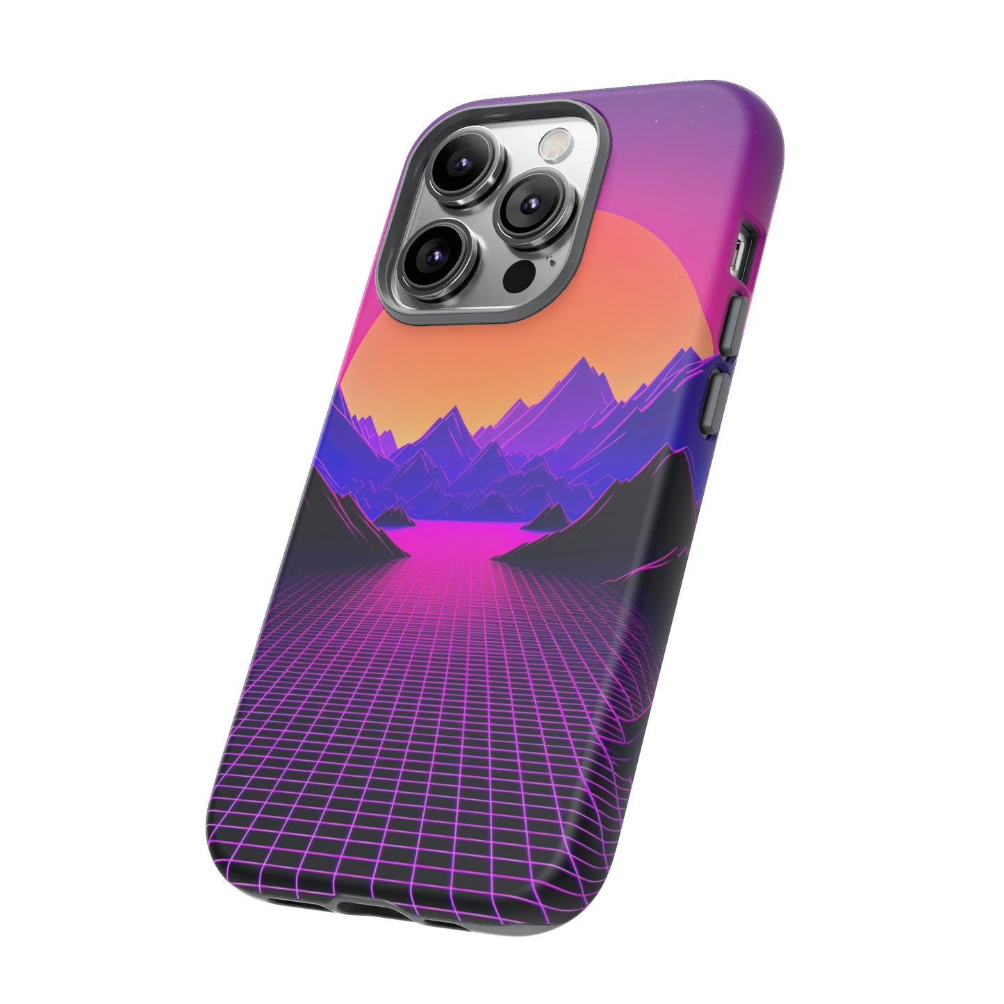 Side View of 80s Digital Landscape Tough iPhone Case