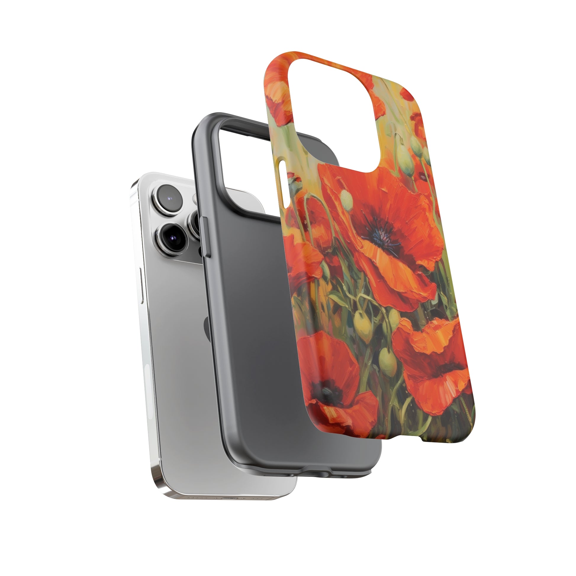 Dual Layer View of Poppies Tough iPhone Case