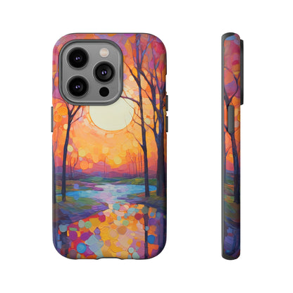 Front View of Colorful Stream and Trees Tough iPhone Case