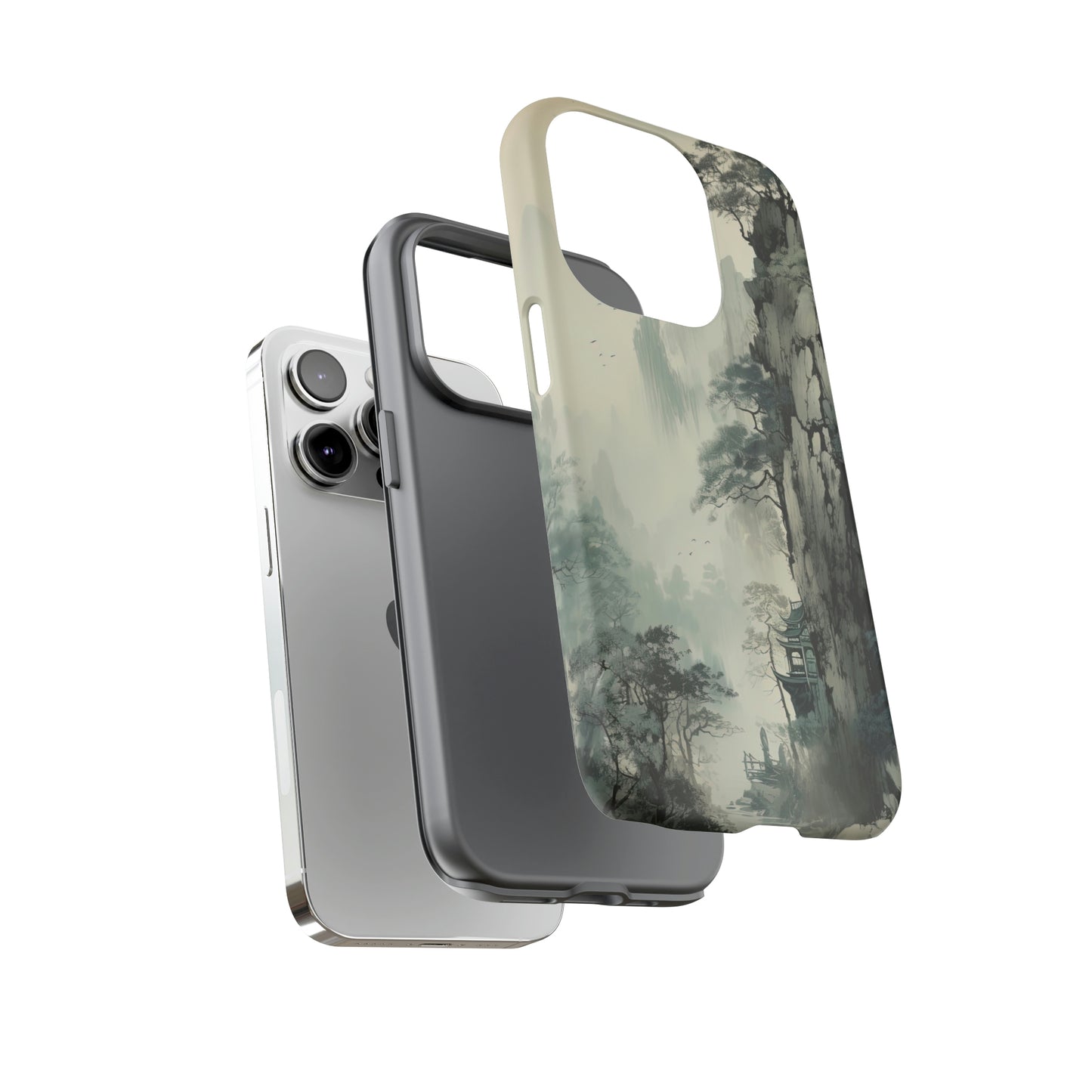 Dual Layer View of Green Mountainside Tough iPhone Case