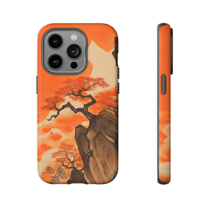 Front View of Orange Mountain Tree Tough iPhone Case