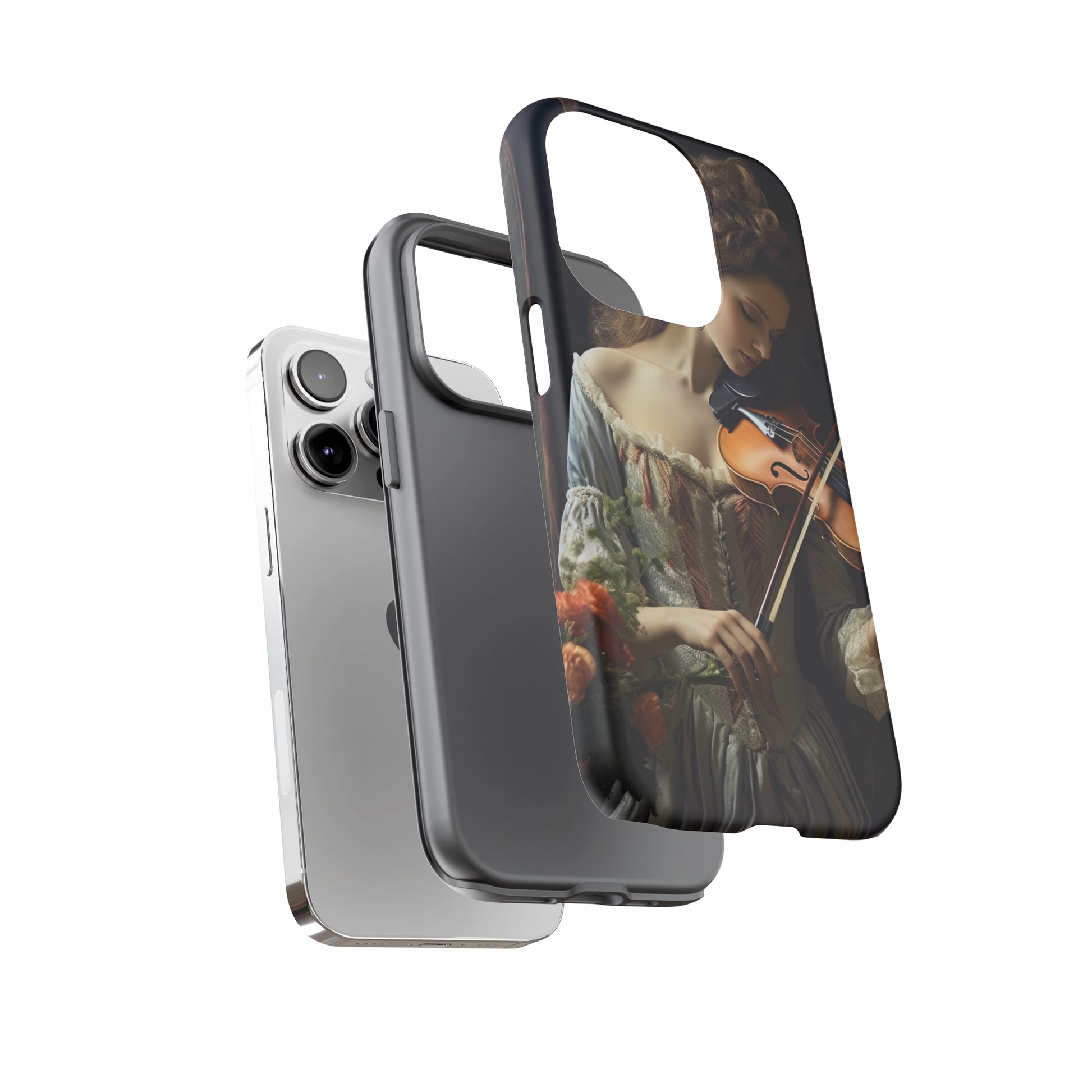 Dual Layer View of Female Violinist Tough iPhone Case